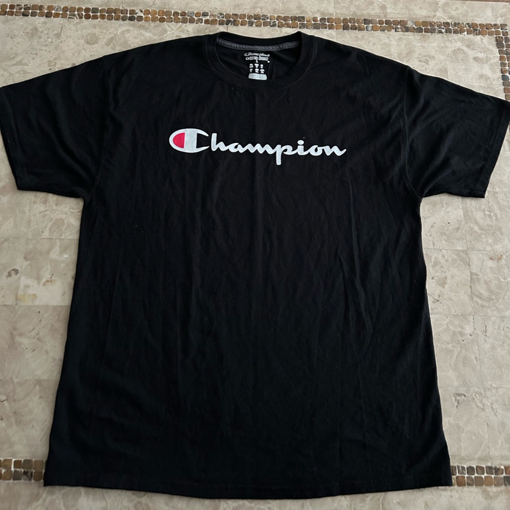 Champion Men’s Crew Neck Vapor Cotton T-Shirt Black Size L